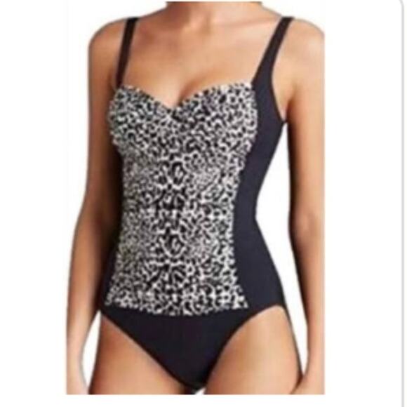 LA BLANCA Chic Animal Print Spot On Spots One Piece Bathing Suit Size 6 - Picture 1 of 9